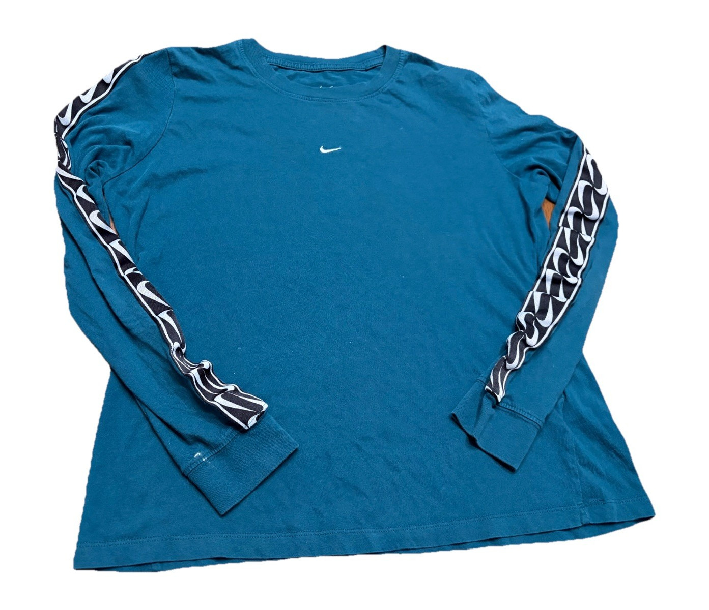 Nike The Nike Tee Men’s Blue Solid Long Sleeve Crew Neck Logo T-Shirt L