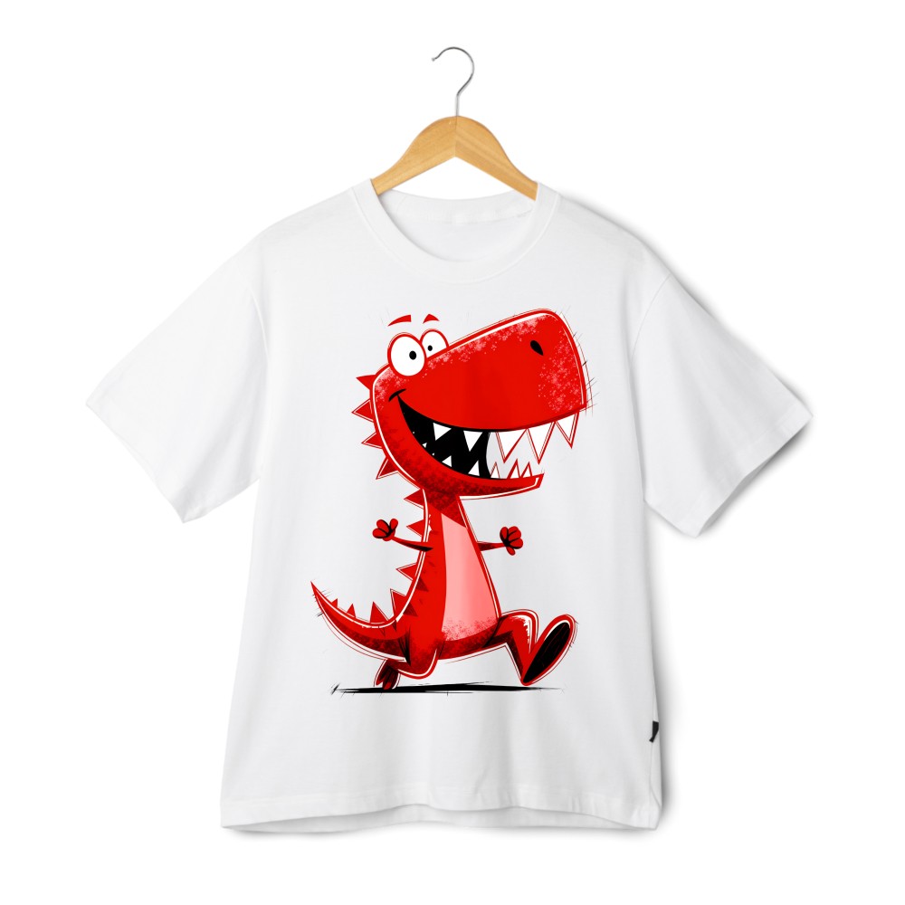 Funny Dinosaur Graphic T-Shirt-Unisex Cartoon Soft Cotton Tee|Machine-Washable