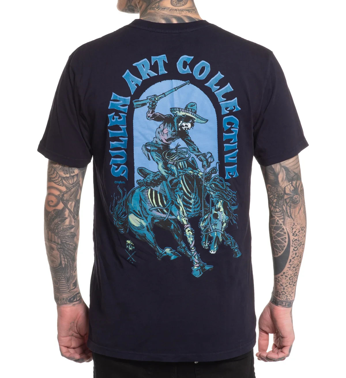 Sullen Men’s Fantasma Short Sleeve Premium T-shirt Skeleton Cowboy Tattoo Tee