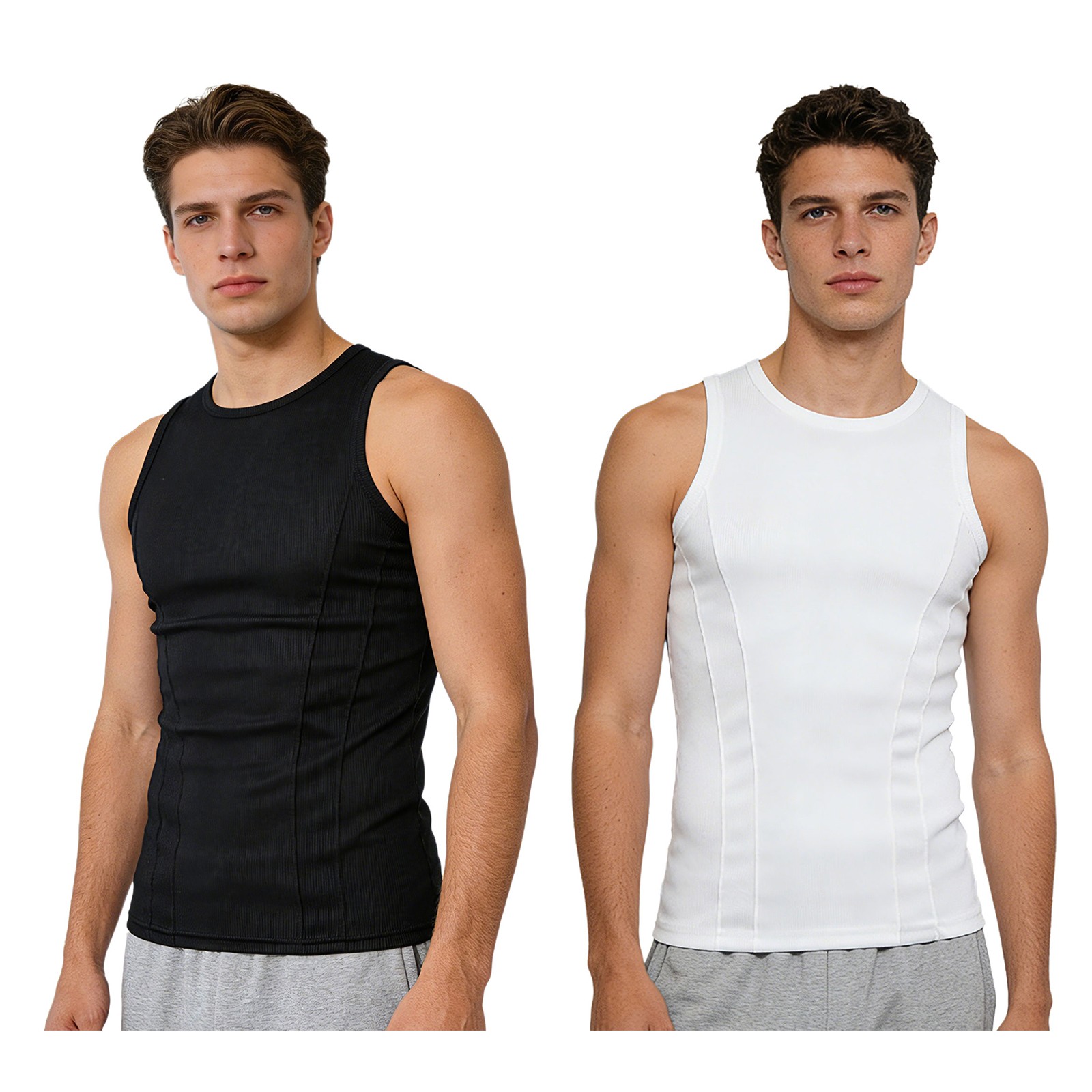 Men’s Tank Top Exercise T-Shirt Round Neck Shirts Daily Wear Vest Fitness Basic