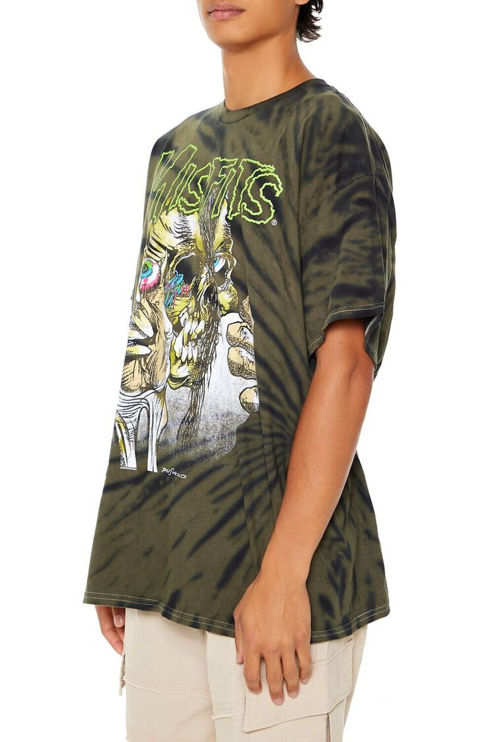 Misfits Mens Misfits Punk Rock Crimson Ghost Green Black Tie Dye Shirt New Large