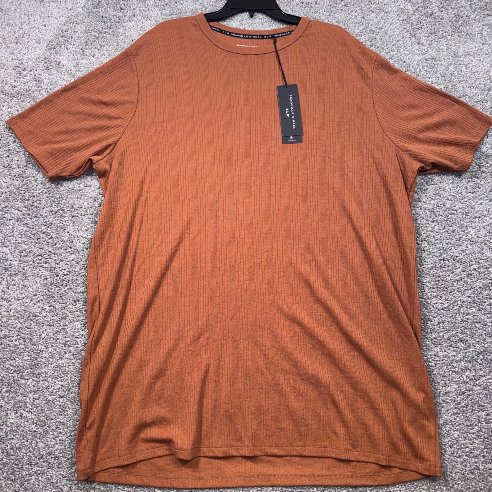 Shaquille O’Neal XLG Ribbed Tee Mens Short Sleeve Orange 2XLT NEW