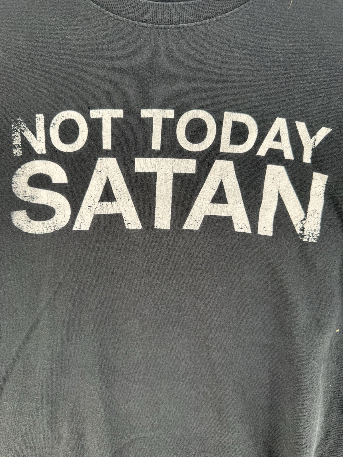 Spencer’s Unisex Not Today Satan Graphic T Shirt Black White Sz Unknown , Issues
