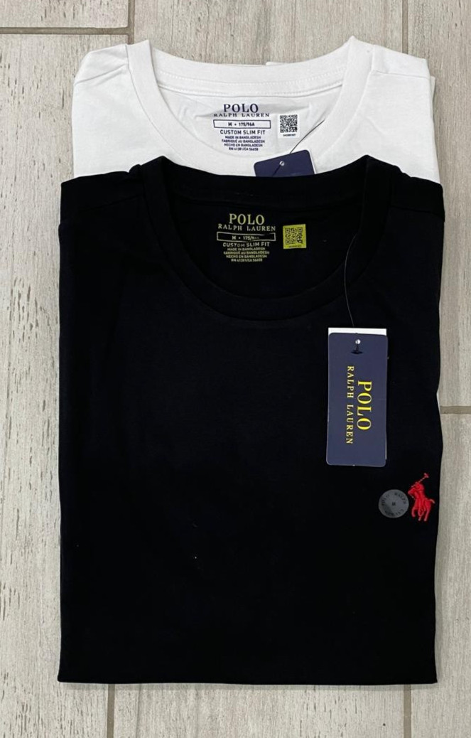 Polo Ralph Lauren Men’s Custom Slim Fit Crewneck T-Shirt Black & White -S-XXL