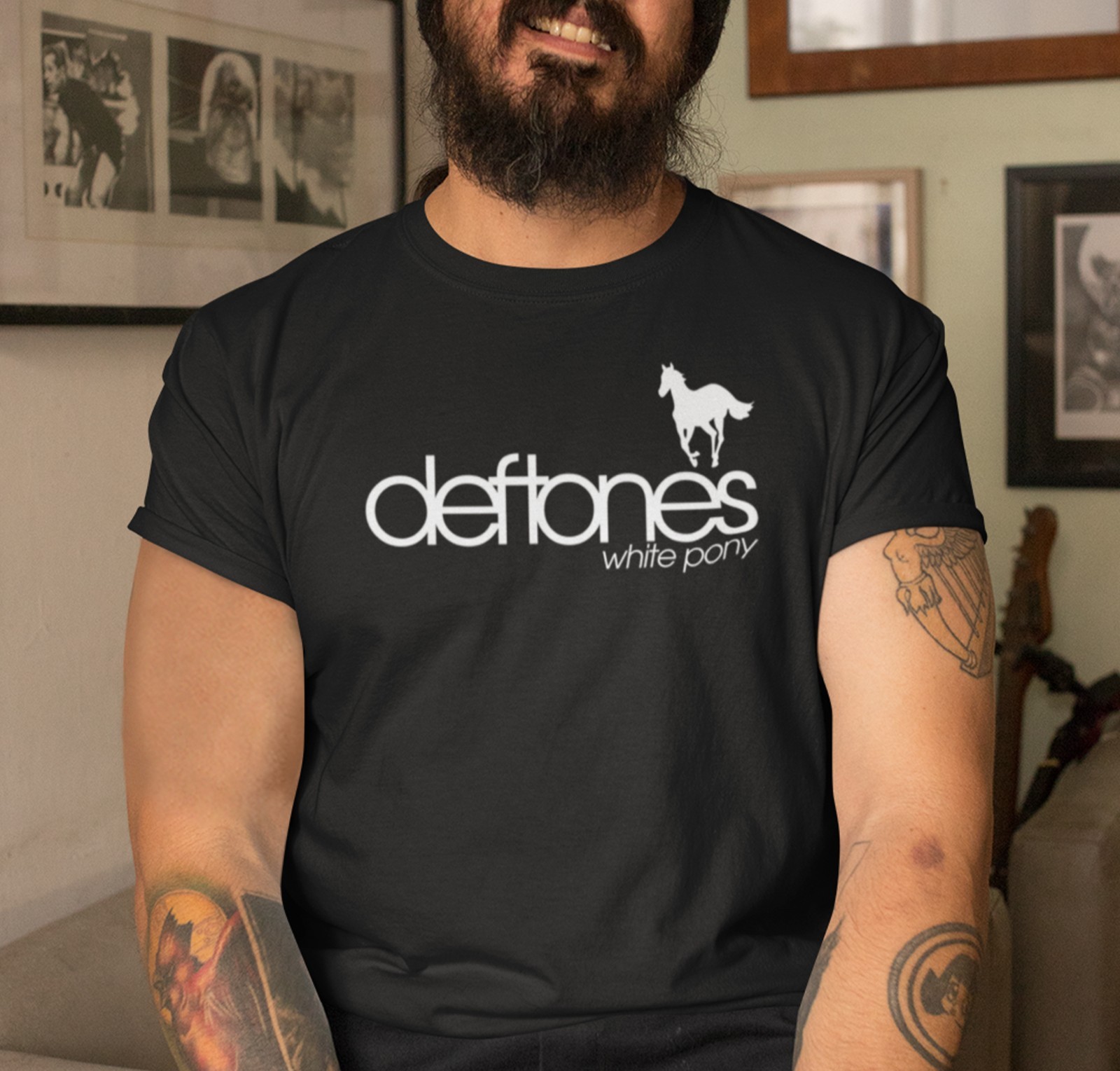 Def Tones T-Shirt White Pony Legendary Metal Rock Band Ohms Diamond Eyes Gore