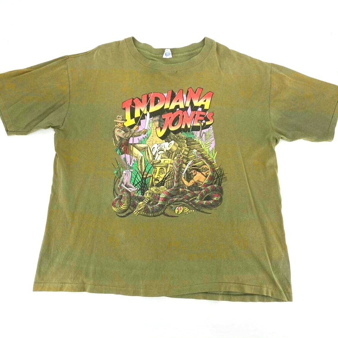 Vintage Indiana Jones All Over Print Disney Character Fashions T-shirt 1990s