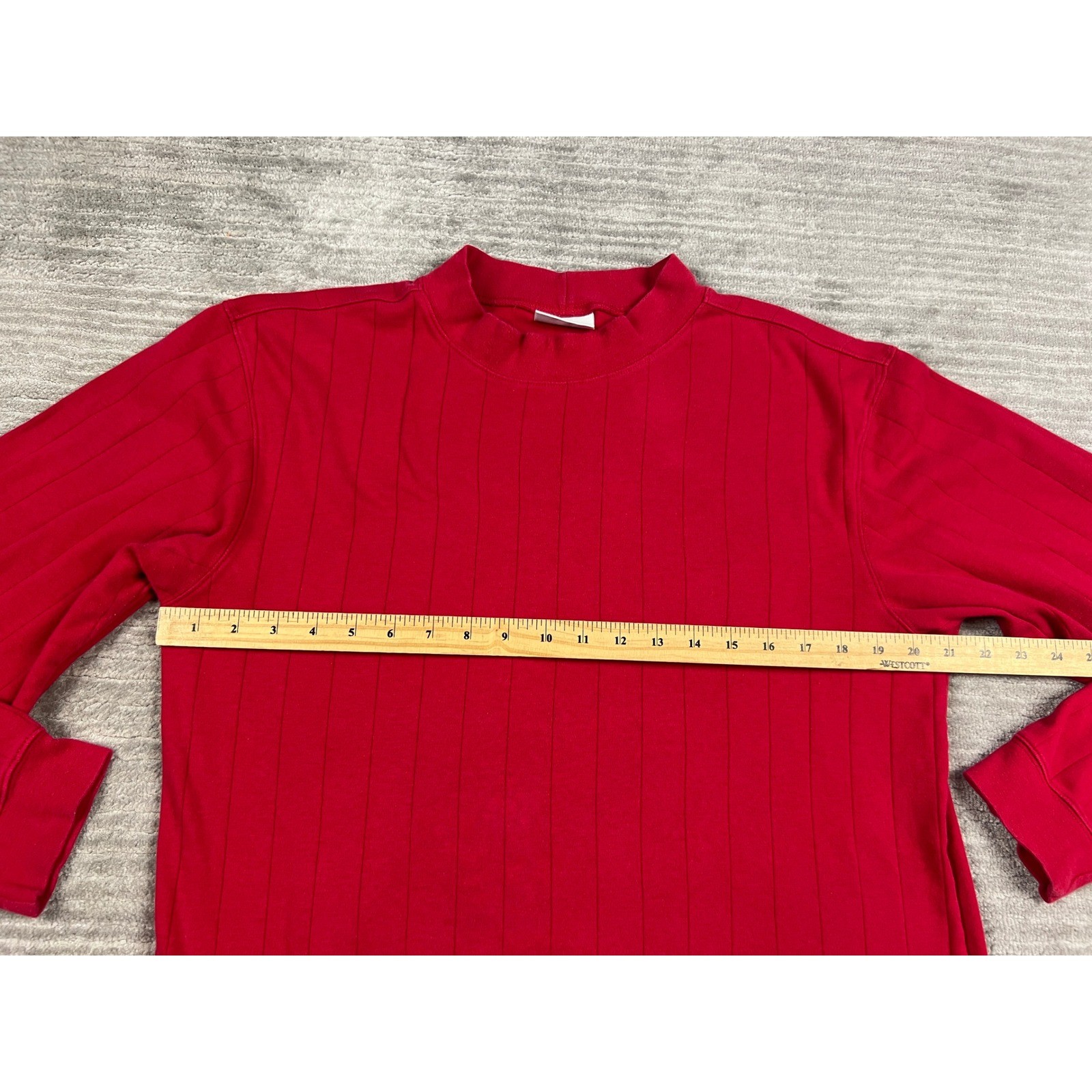 Ivy Crew Shirt Mens XL Red Mock Neck Long Sleeve Vertical Ribbed Knit Casual