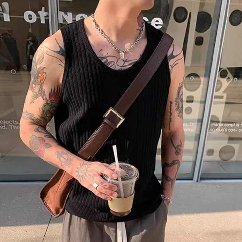 Ribbed Sleeveless Tank Top for Men, Comfortable Activewear Vest for Daily Wear