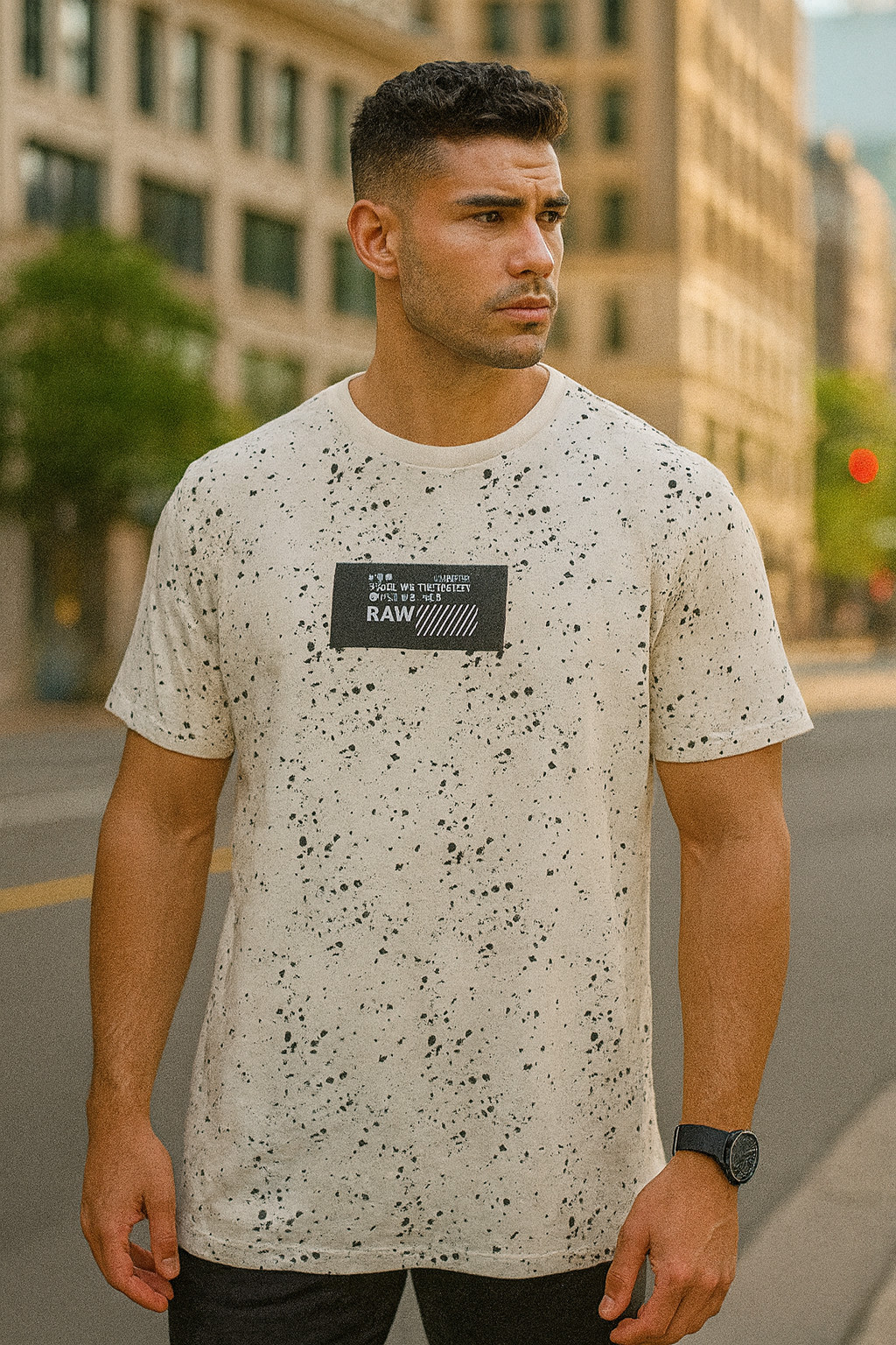 Freego Denim Co Short Sleeve White Black Spot Men’s T-Shirt Size XL