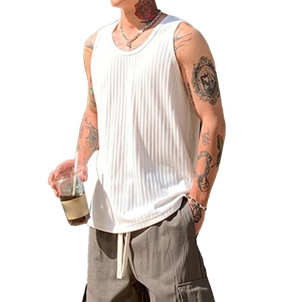 Ribbed Sleeveless Tank Top for Men, Comfortable Activewear Vest for Daily Wear