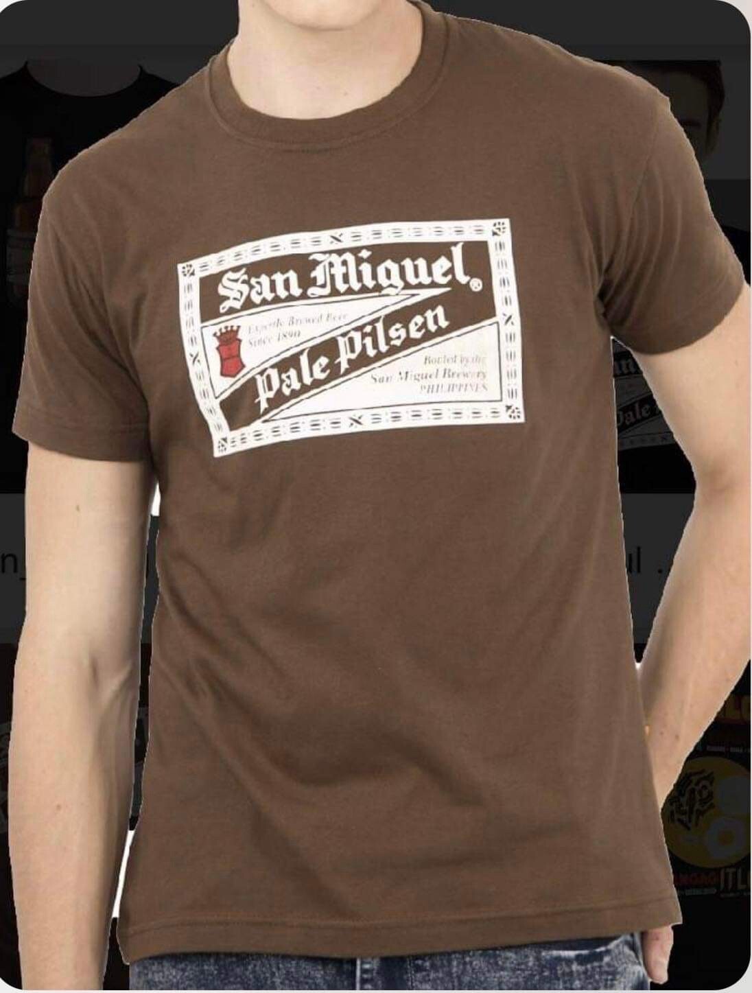 San Miguel Beer Stamp FLOCK Shirt (Brown) Philippines 🇵🇭Represent 🇺🇸Seller