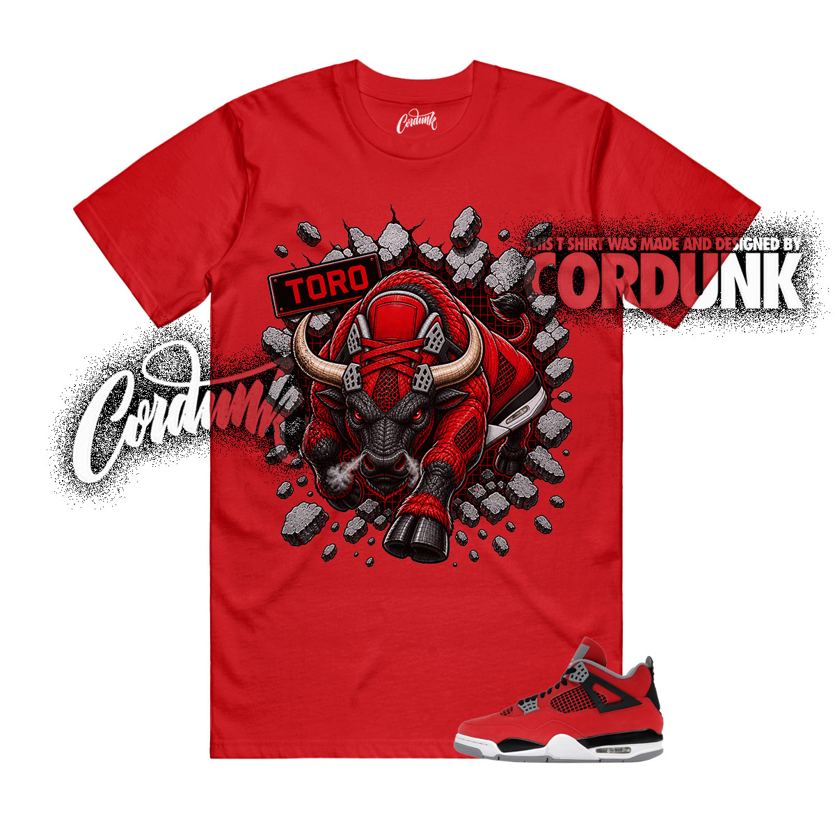 4 Toro Bravo Fire Red White Black Cement Grey 2026 T Shirt Match TORO1