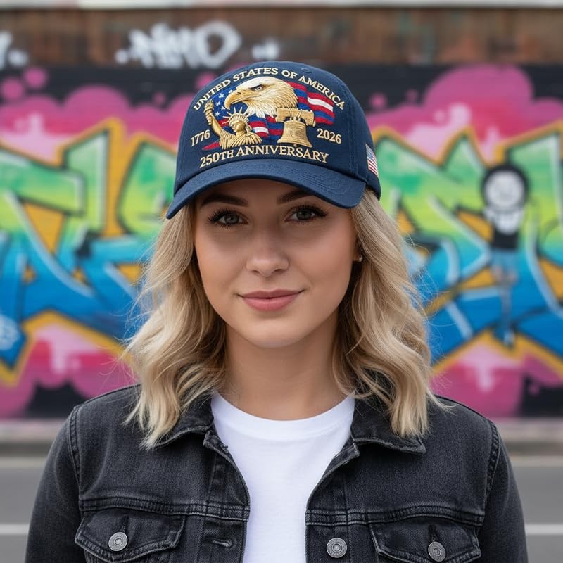 250 Anniversary USA Hat â€“ United States 250th Anniversary Adjustable Cyan