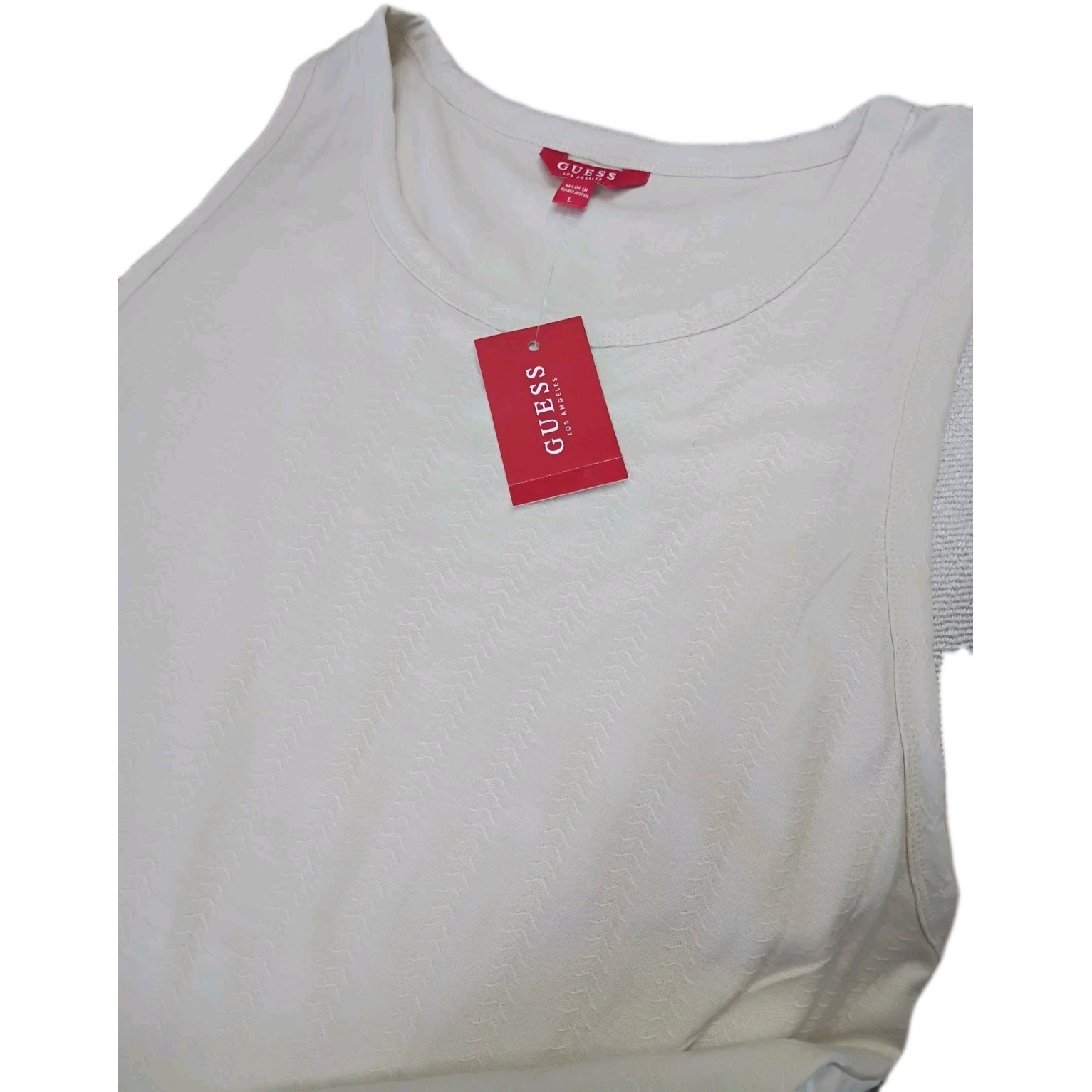 Guess Los Angeles Brand Men Tagless Tank Top T-Shirt Summer Size Large Cream