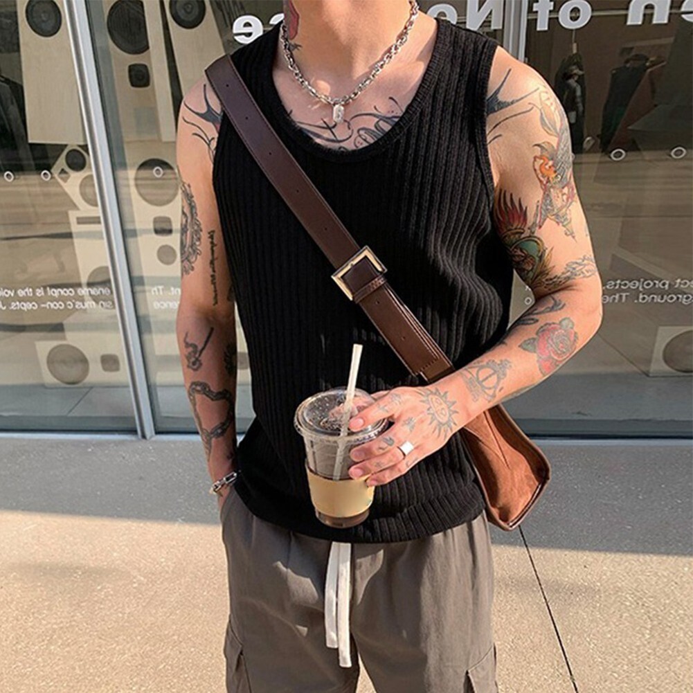Ribbed Sleeveless Tank Top for Men, Comfortable Activewear Vest for Daily Wear