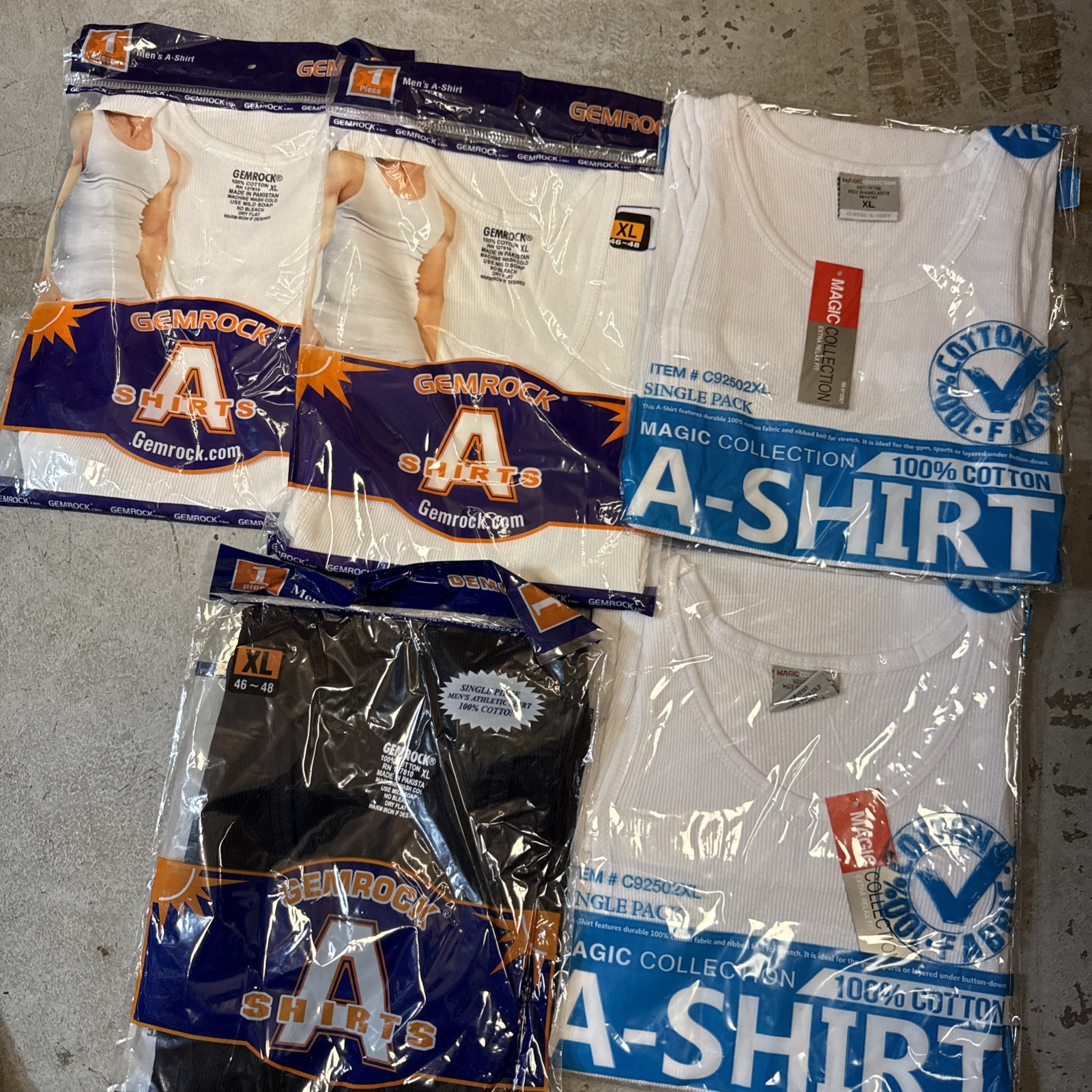 Lot Of 5 XL Pcs Blk/white Mix A Shirt/ Tang Top Special,Individually Wrapped.