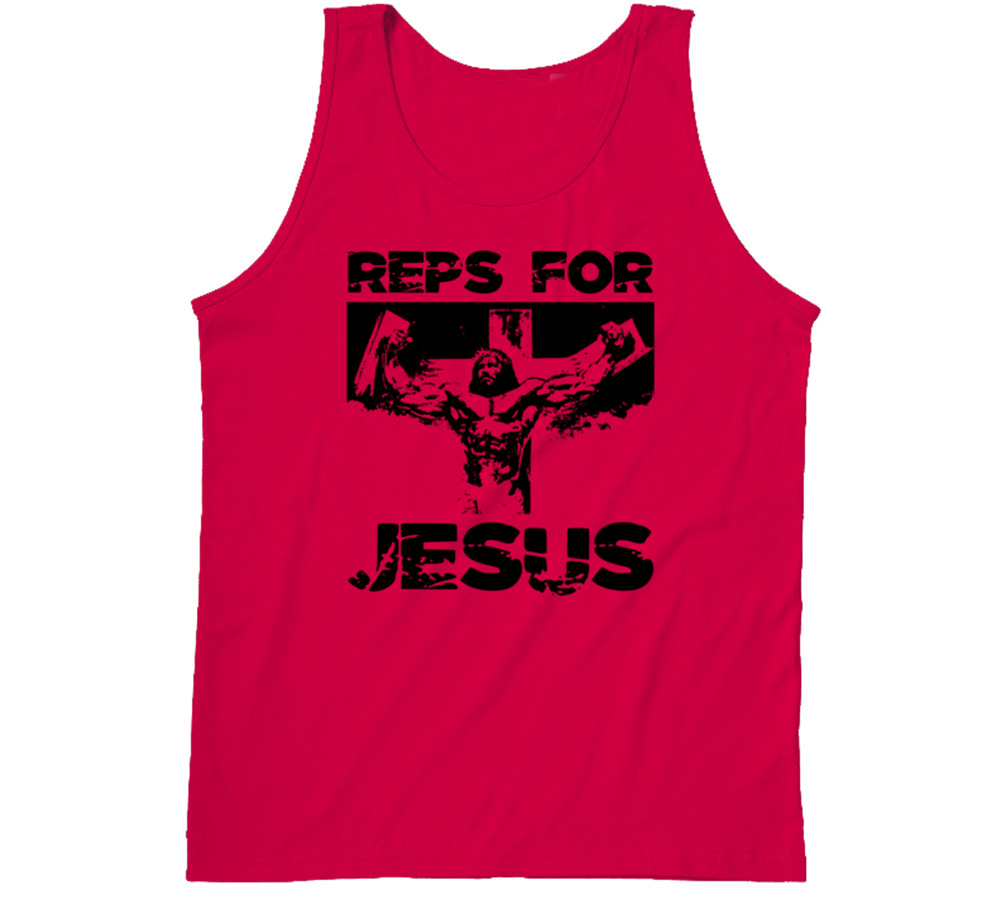 Reps For Jesus Christian Gym Workout Exercise Fit Tanktop Tank Top Tee Gift New