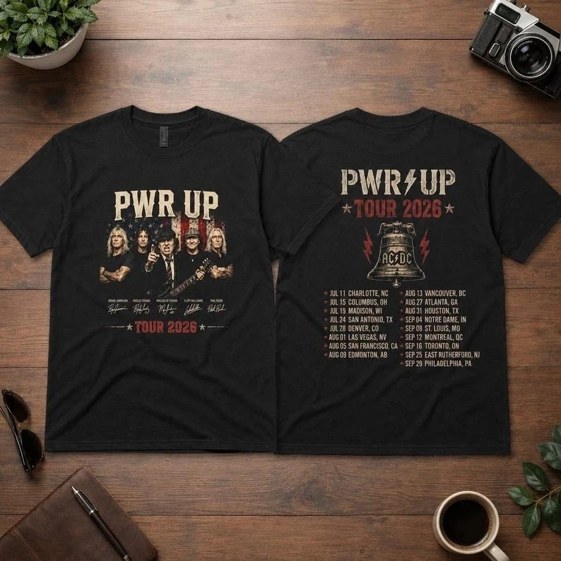 AC DC PWR UP Tour 2026 Front Back T-shirt