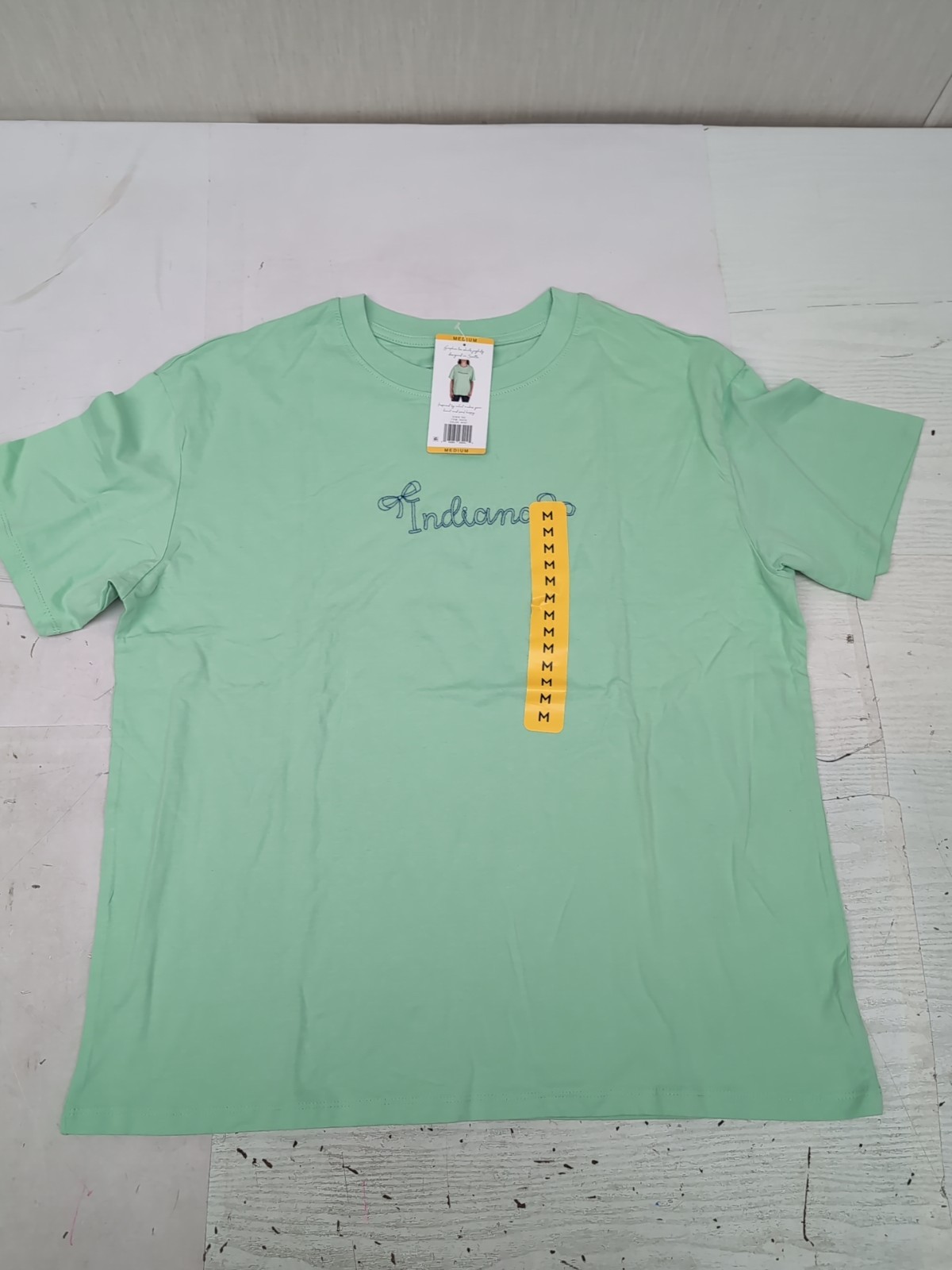 State of Mine Indiana Embroidered Short Sleeve T-Shirt Mint Green Size Med AM6