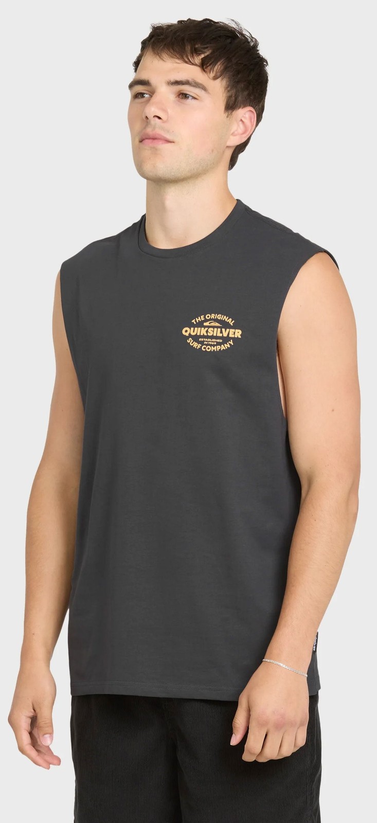 Quiksilver Men’s The Shed Tank Top – Oversized Cotton Muscle Tank, Phantom – New