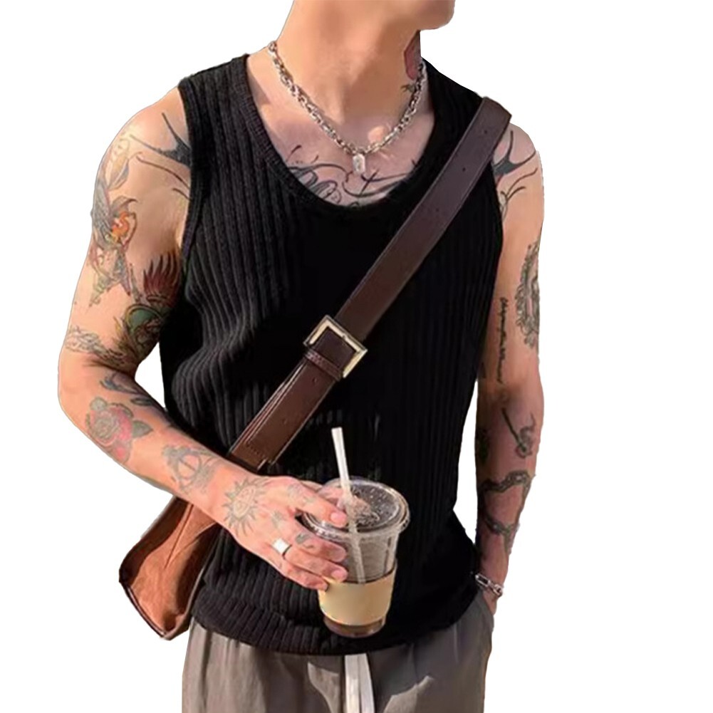 Ribbed Sleeveless Tank Top for Men, Comfortable Activewear Vest for Daily Wear