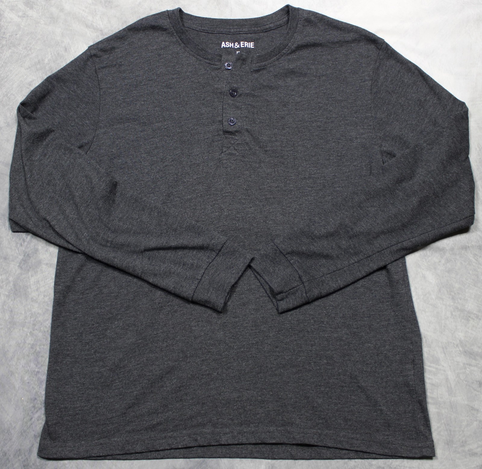 Ash & Erie Henley Shirt Mens Medium Gray Long Sleeve Jersey Cotton Blend