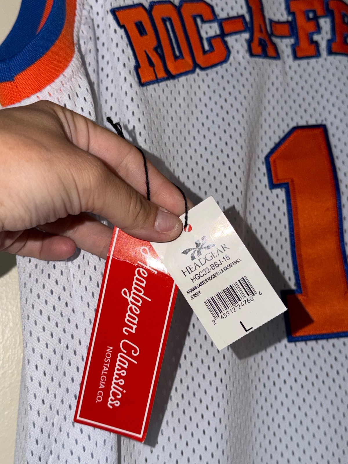 Jay-Z Roc-A-Fella S. Carter #1 White Orange Blue Jersey Knicks Colors NWT