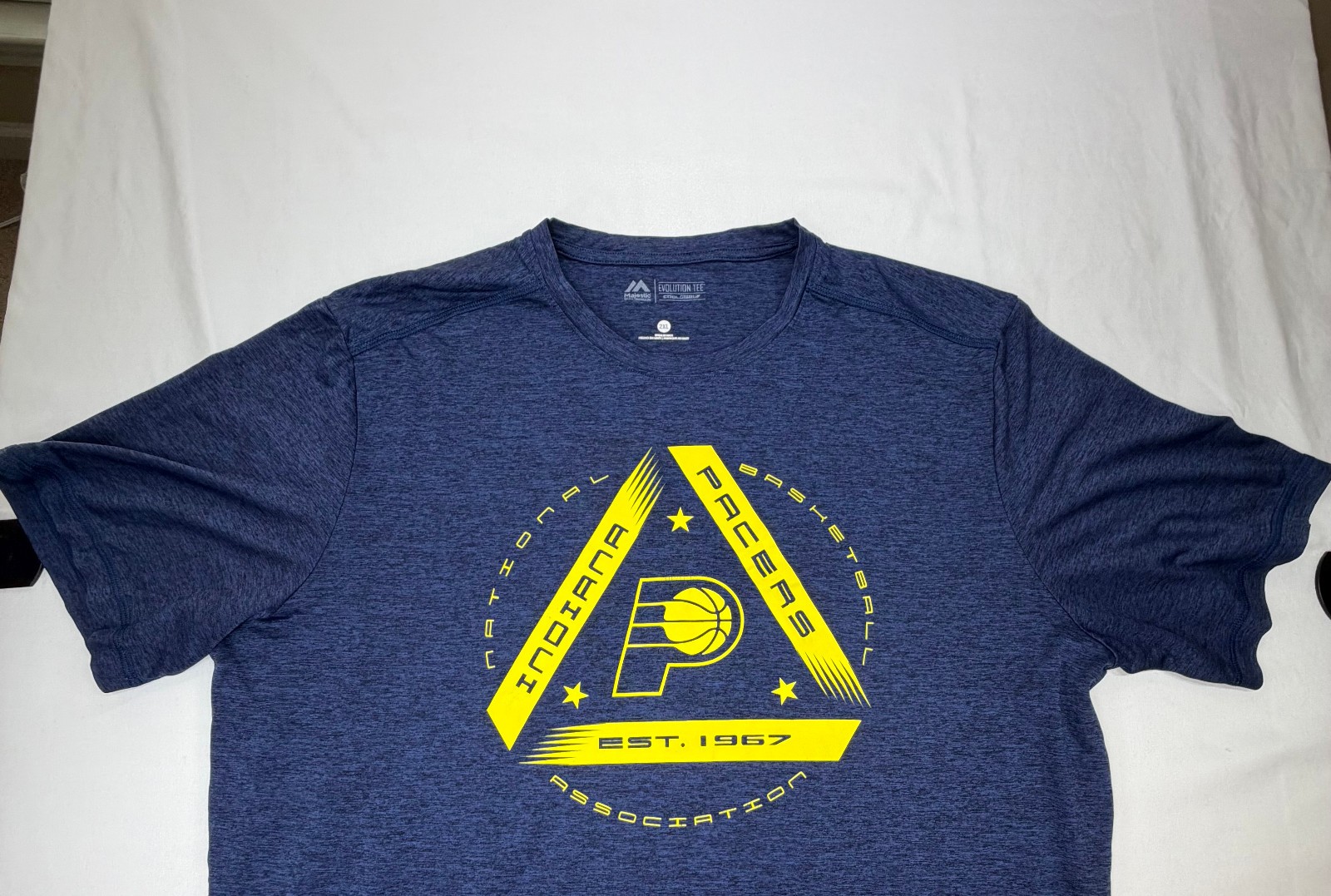 Majestic Men’s Graphic T-Shirt Indiana Pacers Basketball Size XXL Blue