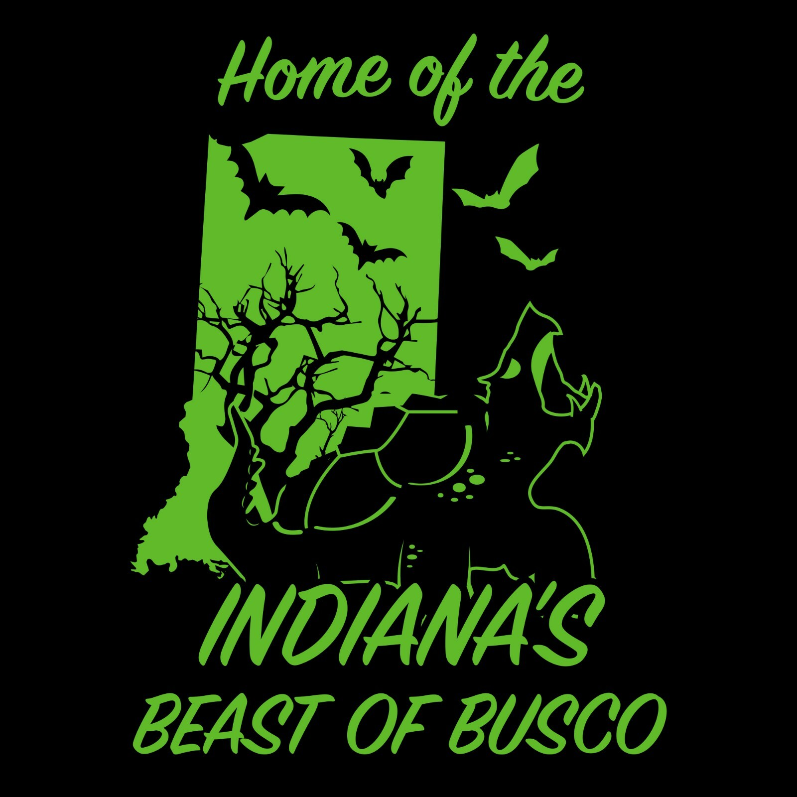 Indiana Beast of Busco- Cryptid Hunting Horror T-Shirt – Black
