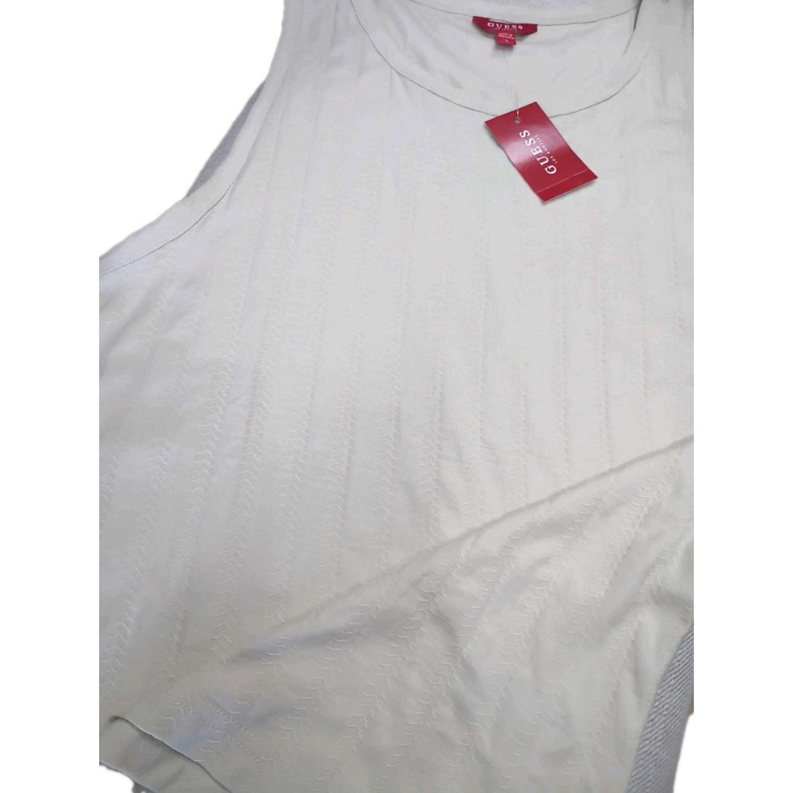 Guess Los Angeles Brand Men Tagless Tank Top T-Shirt Summer Size Large Cream