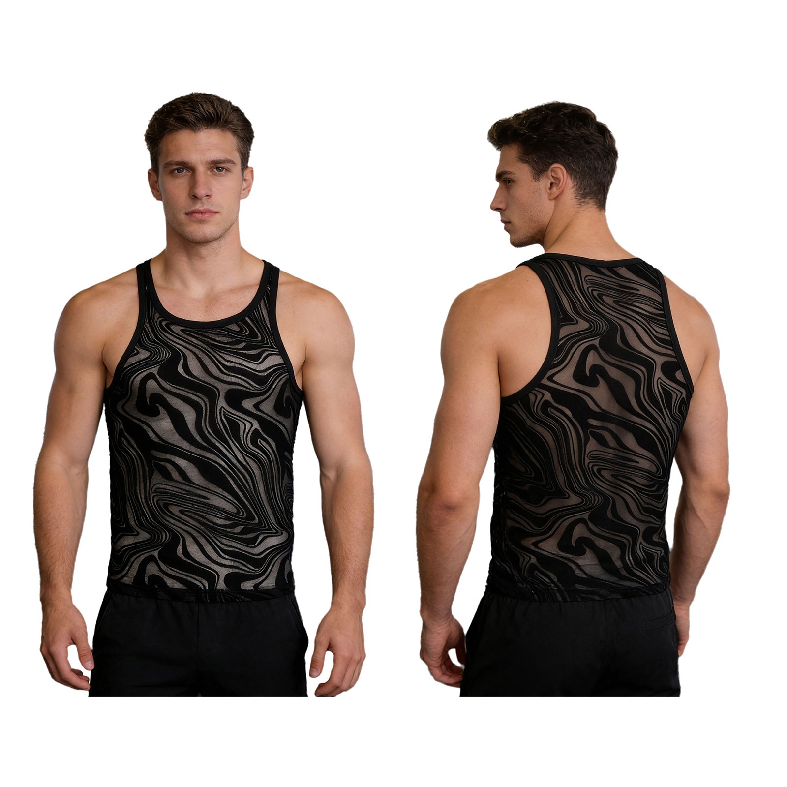 Men’s Tank Top Daily Wear Shirts Vacation T-Shirt Gym Undershirts Fitness Mesh