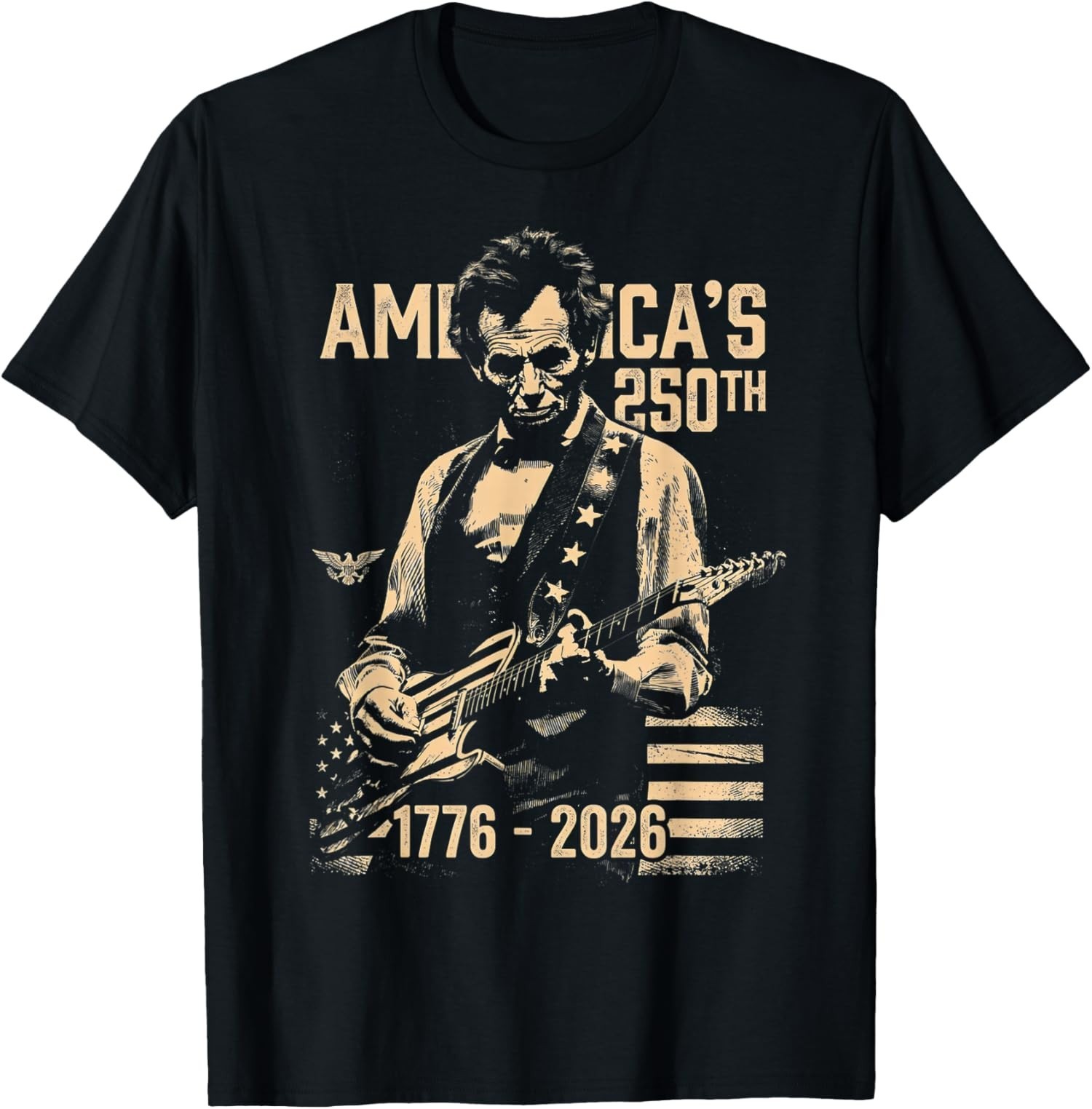 Abraham Lincoln Playing Guitar 4th July 250th Anniversary T-Shirt