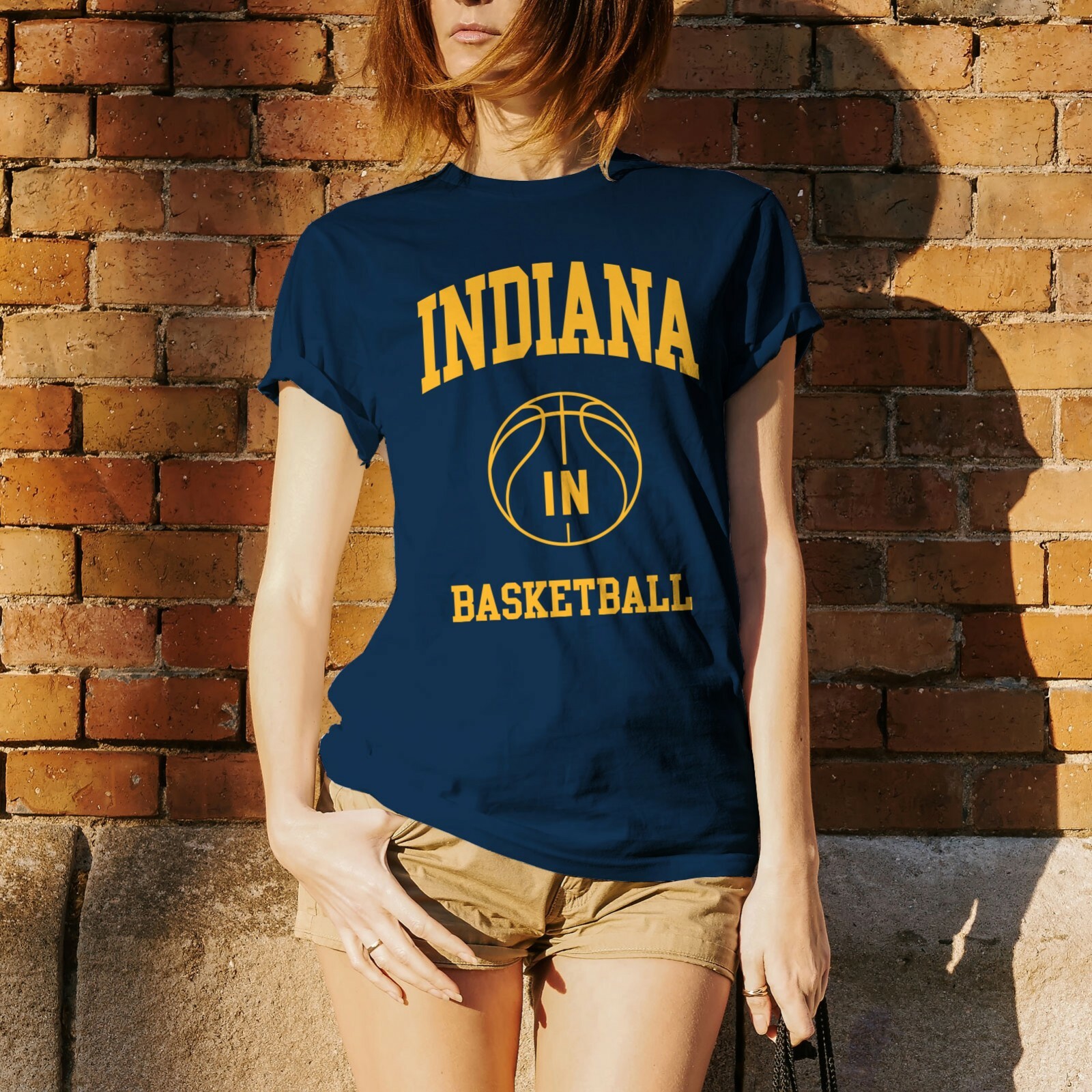Indiana Classic Basketball Arch Basic Cotton T-Shirt