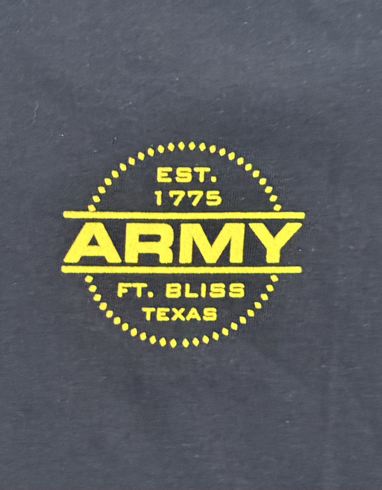 “United States Army Ft Bliss, TX 1775” Double Sided Black T Shirt – Sz S – NWT