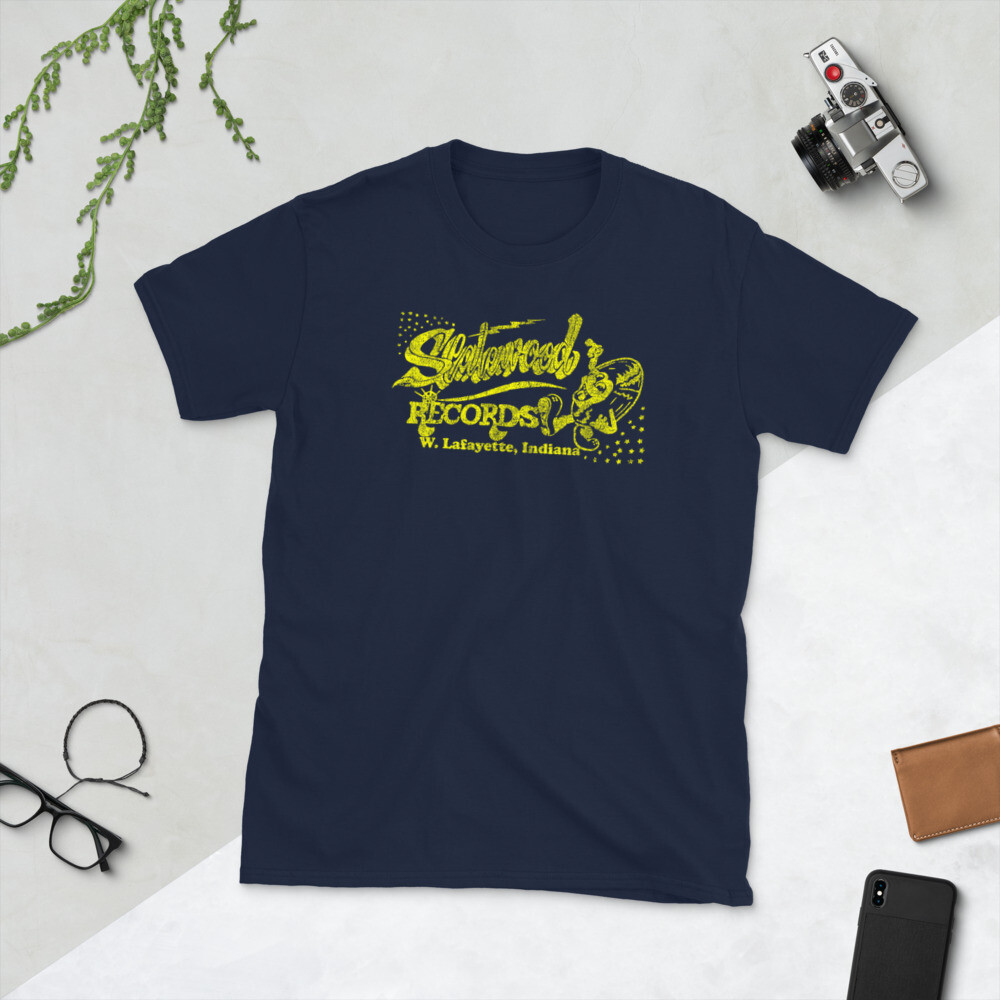 Retro Indiana Record Store T-shirt Slatewood West Lafayette Purdue 70s Vinyl Day