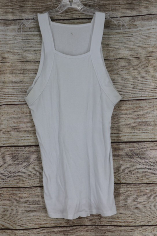 Mens XL White Ribbed Tank Top Sleeveless Undershirt A Shirt Basic Cotton