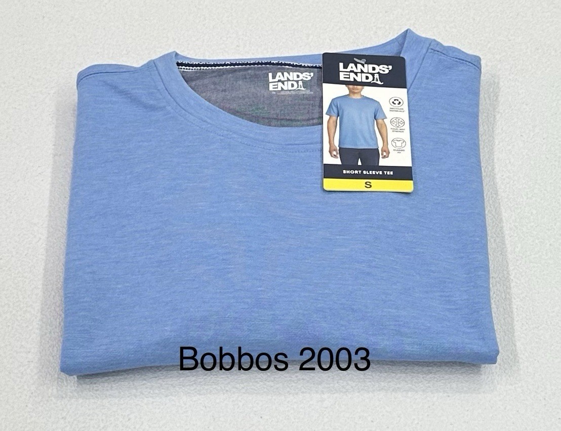 Lands’ End Men’s Classic Fit 4-Way Stretch Tee, Blue, Size S