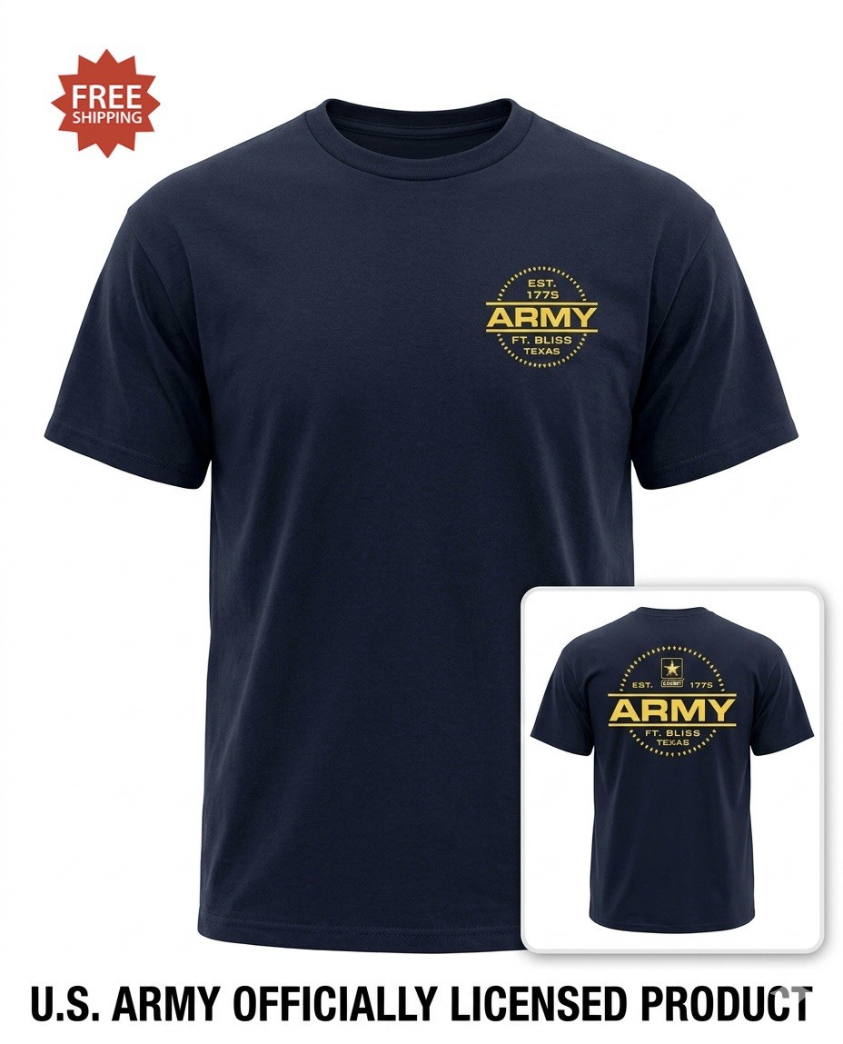 “United States Army Ft Bliss, TX 1775” Double Sided Black T Shirt – Sz XL – NWT