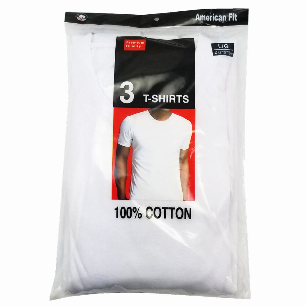 Men’s Crew-neck T-Shirt, White /Black 6 Pack “100% Cotton & Tagless”