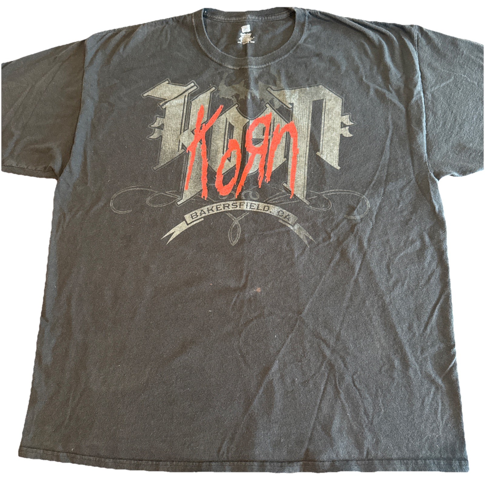 Vintage Y2K KORN Bakersfield, CA T-Shirt Tee Black 2000s Metal Band 2XL XXL