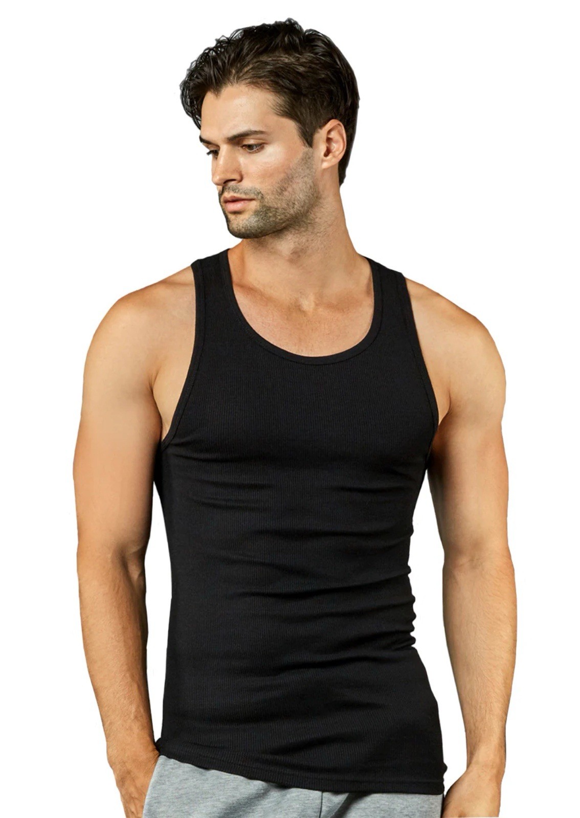 6 Packs Men 100% Cotton Ribbed Tank Top A-Shirt Wife Beater Undershirt Lot XL
