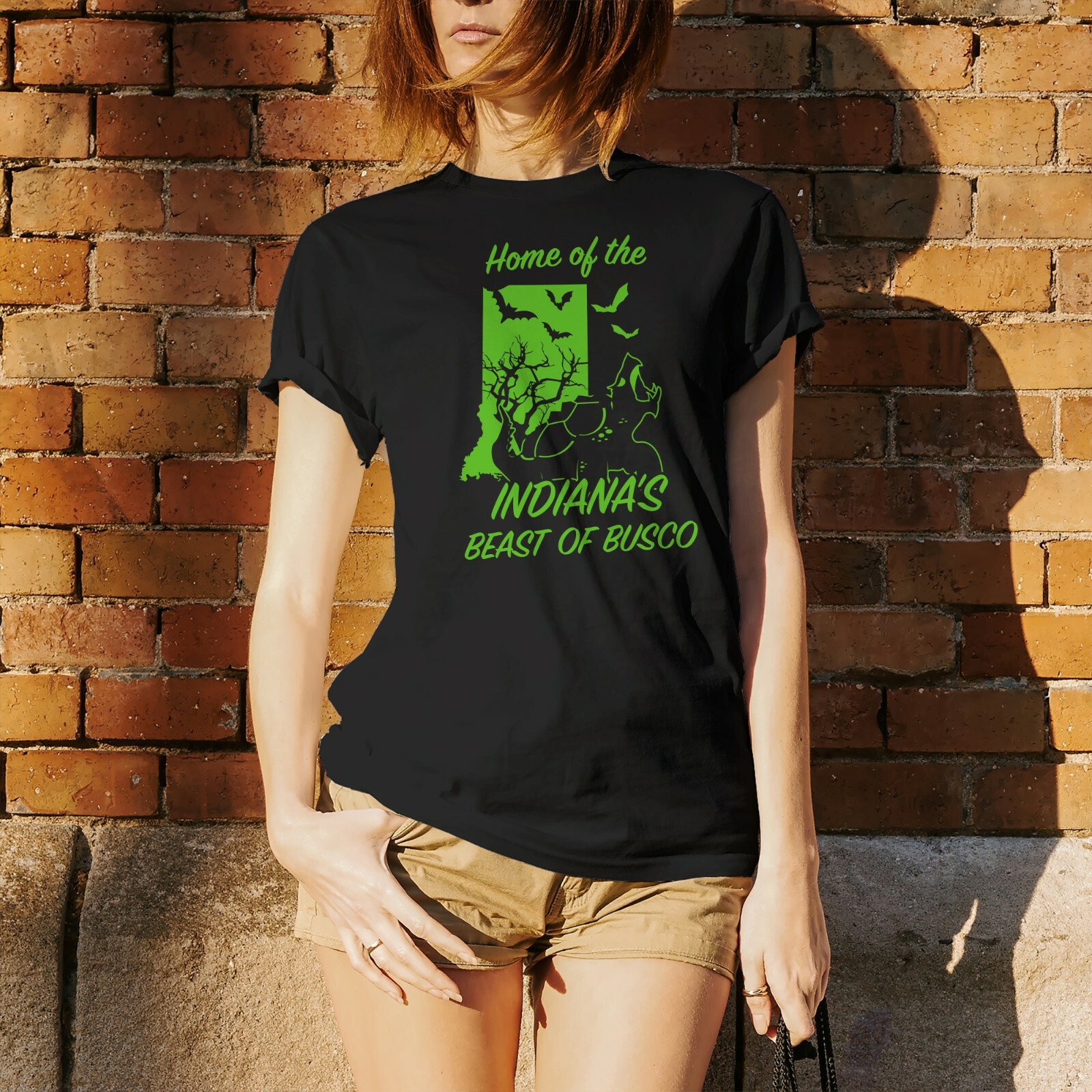 Indiana Beast of Busco- Cryptid Hunting Horror T-Shirt – Black