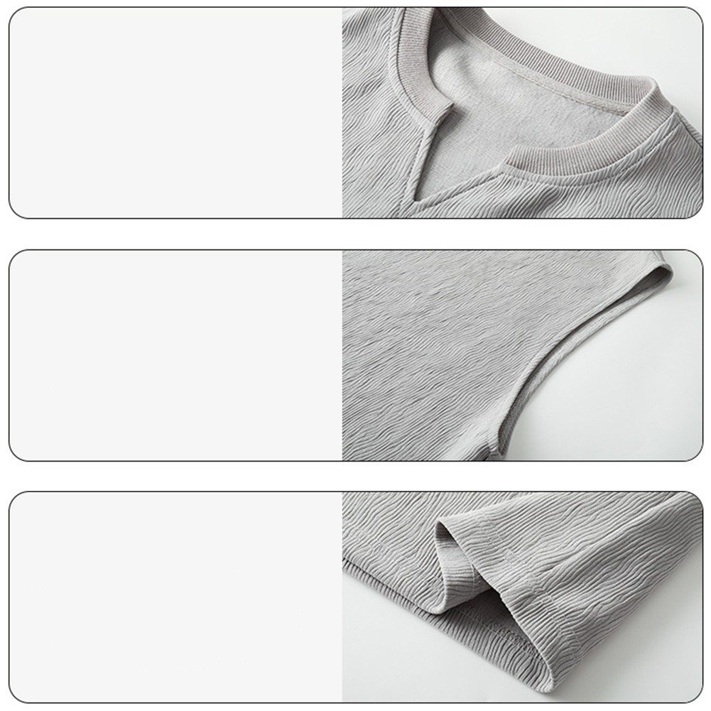 Men V Neck Sleeveless Tank Top Textured Casual Vest Loose Fit for Daily Wear