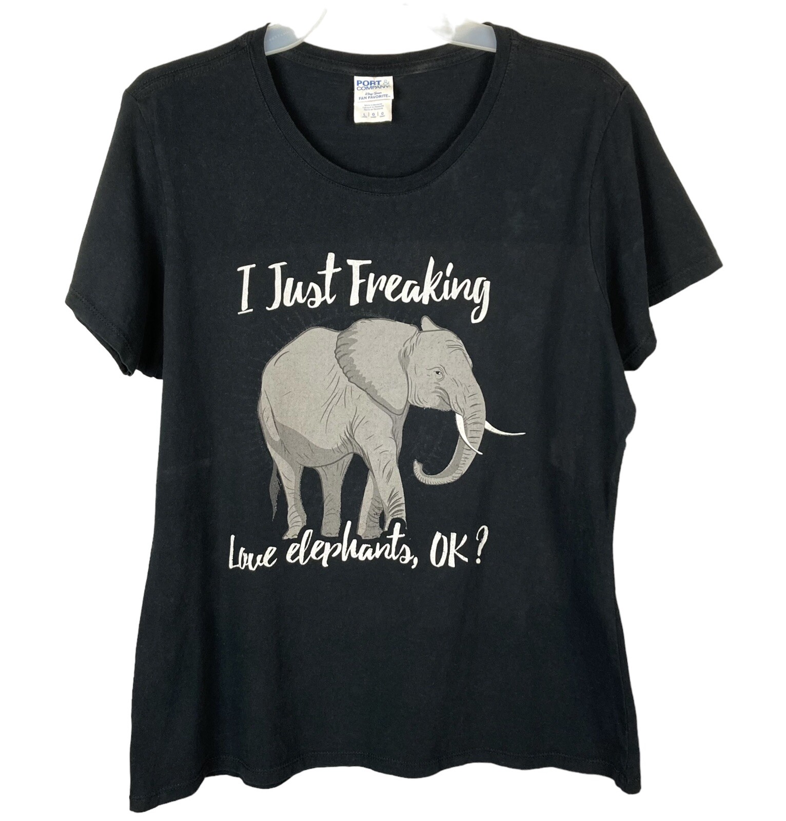I Just Love Elephants Tee T-Shirt Elephant Short Sleeve Port & Co Ring Spun FADE