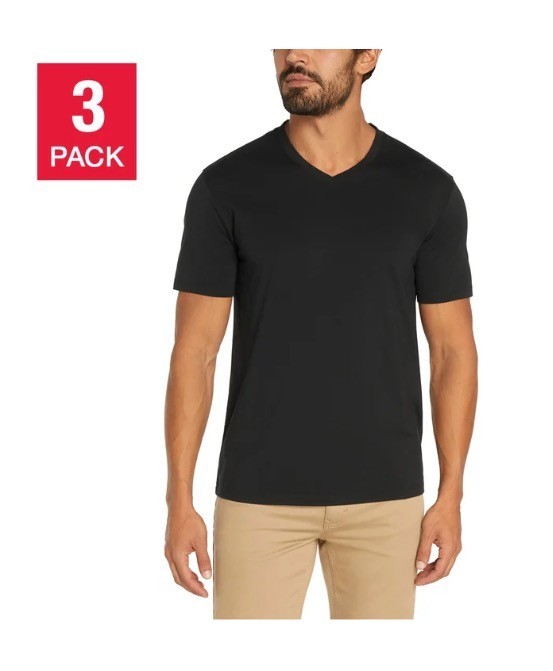 3-Pack Banana Republic Men’s V-Neck Tee, Cotton Stretch Tagless BLACK OR WHITE