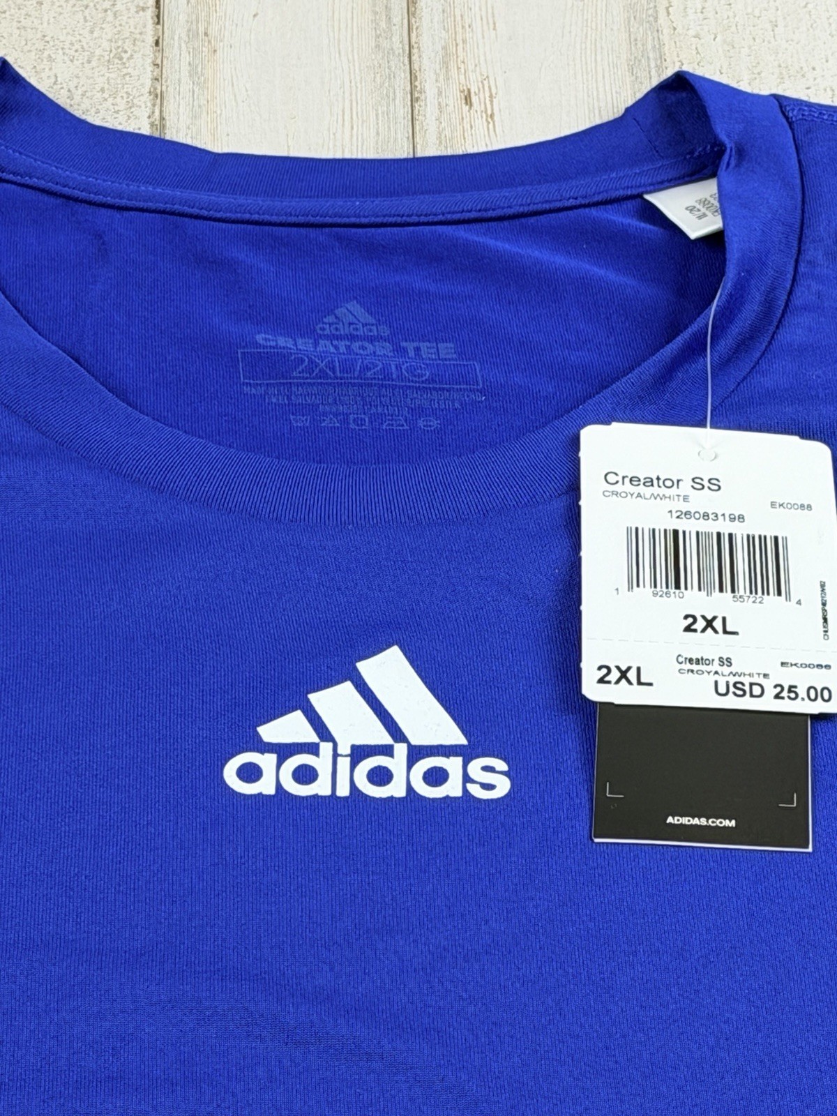 Adidas Men’s Creator Short Sleeve TShirt Blue EK0088 Size XXL 2XL NWT Fast Ship