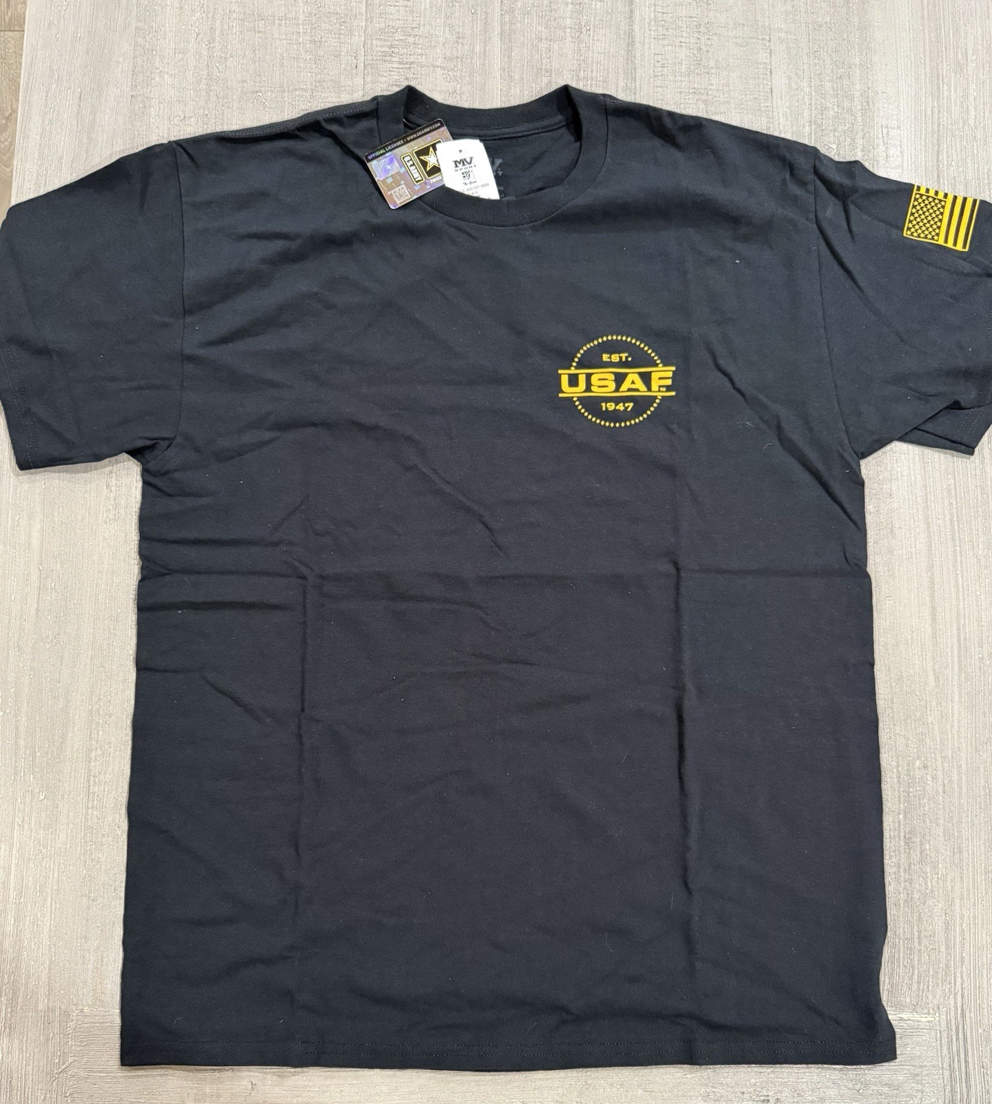 United States Air Force “USAF EST 1947” Military Logo Black T Shirt Tee – Sz L