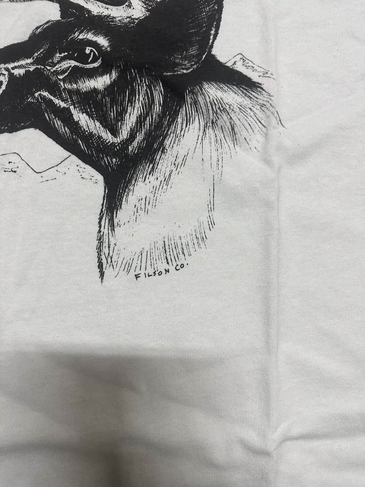 NWT Filson Caribou Short Sleeve T Shirt Pioneer Graphic White Black Made in USA