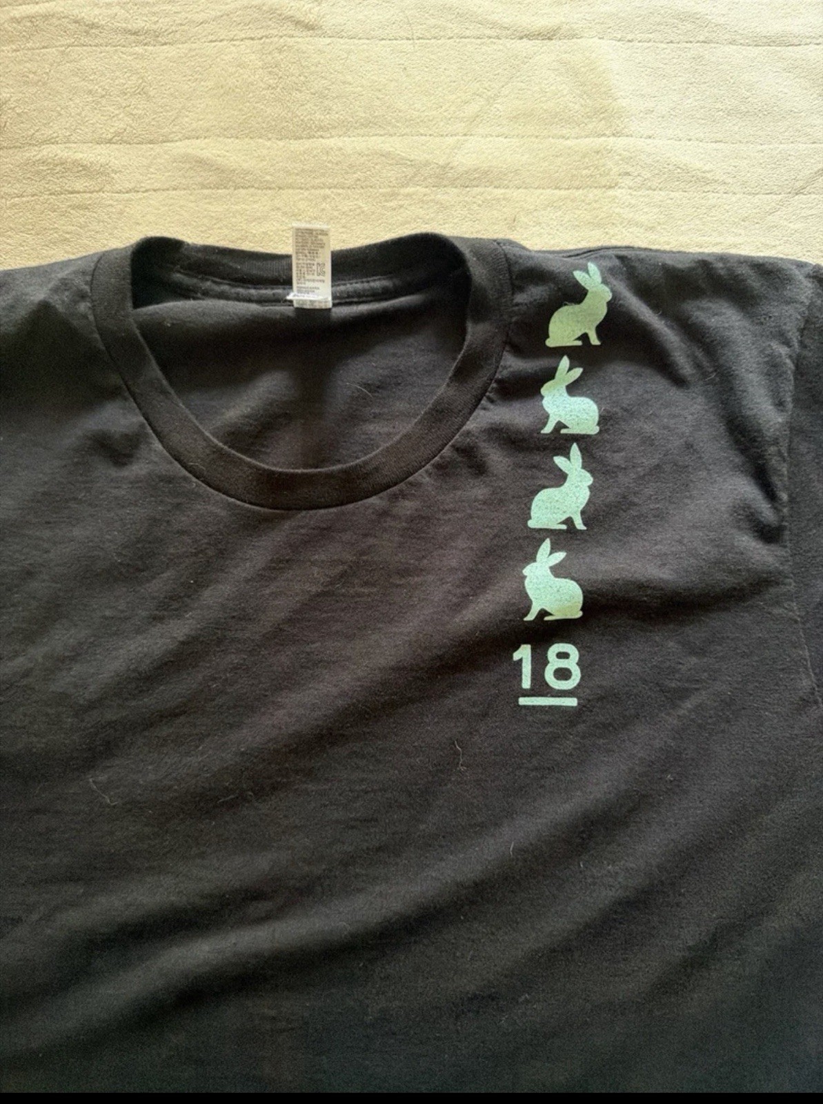 American Apparel Men’s 18 Rabbits Black Graphic Cotton Crew Neck T-Shirt L