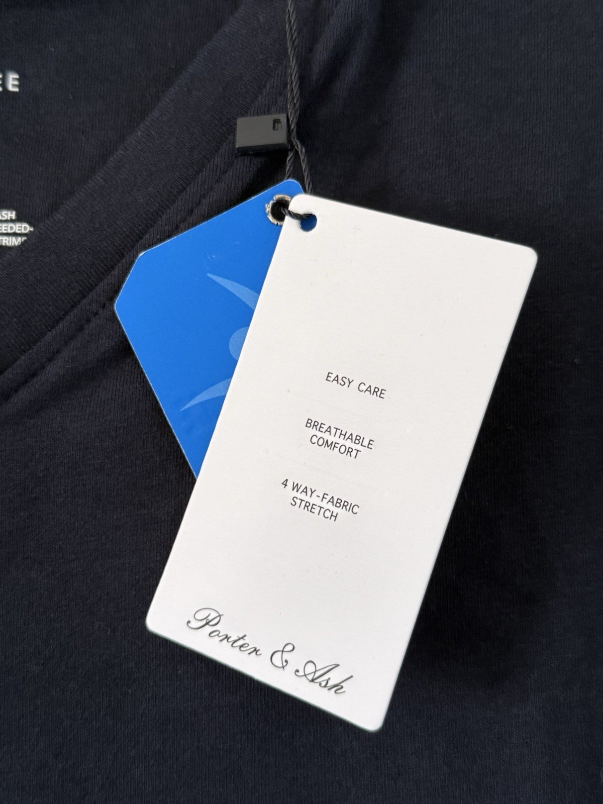 Porter & Ash Mens Large Navy Performance T-Shirt Stretch Soft Comfort Essentials